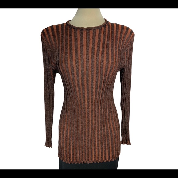 Olsen Collection Brown striped sweater size 12 - Picture 1 of 9